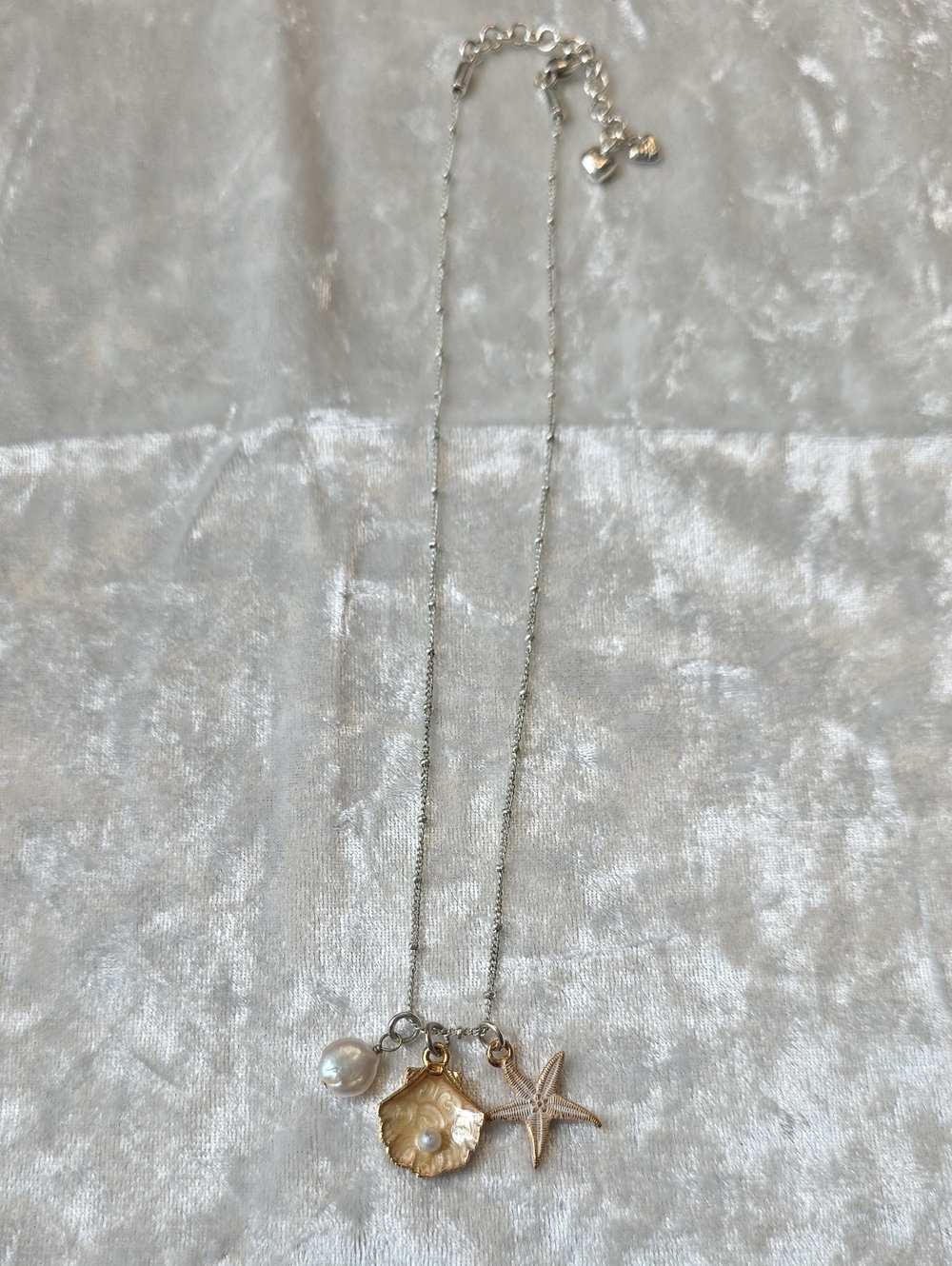 Brighton Coastal Dainty Seashell, Starfish, Pearl Beaded Chain Necklace